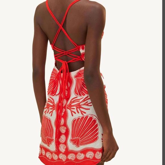 FARM Rio Red and White Mini Dress - Picture 6 of 6